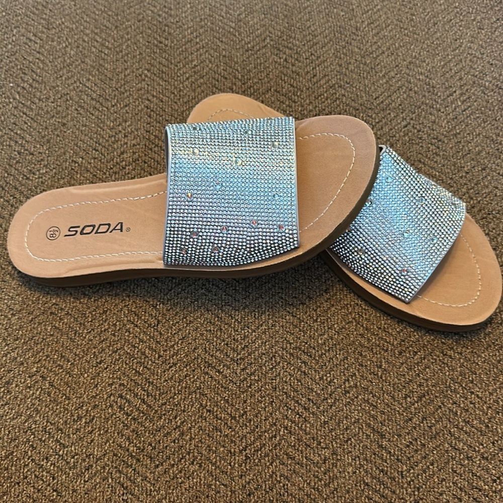 Soda Rhinestone Slip On Slide - Picture 2 of 5